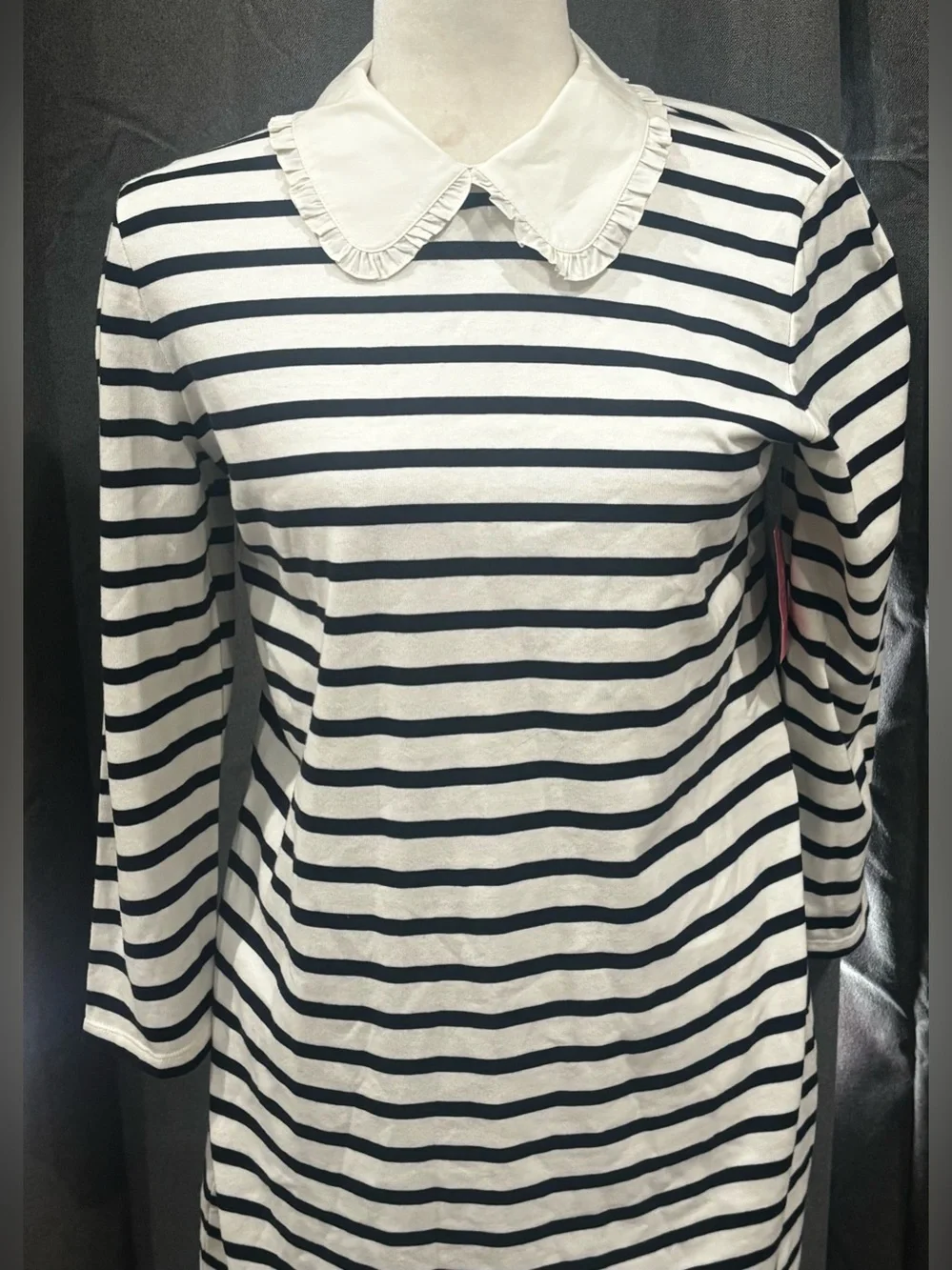 NWT Kate Spade New York Poplin Collar Striped Tee Dress French Cream Medium